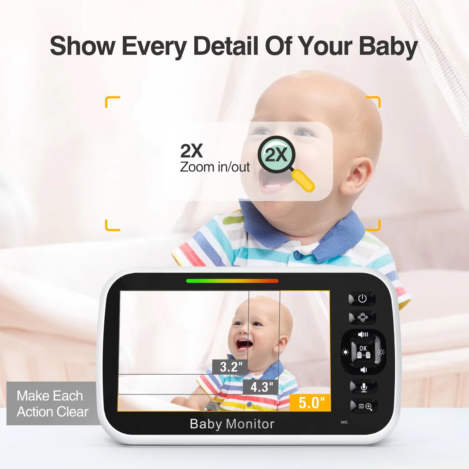 5,0 inch babyfoon LCD-scherm V - Baby Monitor Sensor recensie en prijs